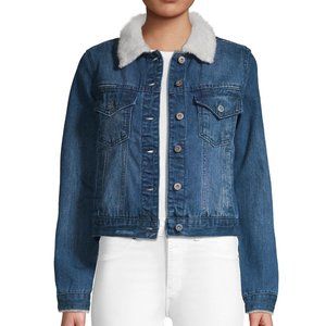 C&C California Faux Shearling Collar Denim Jean Jacket